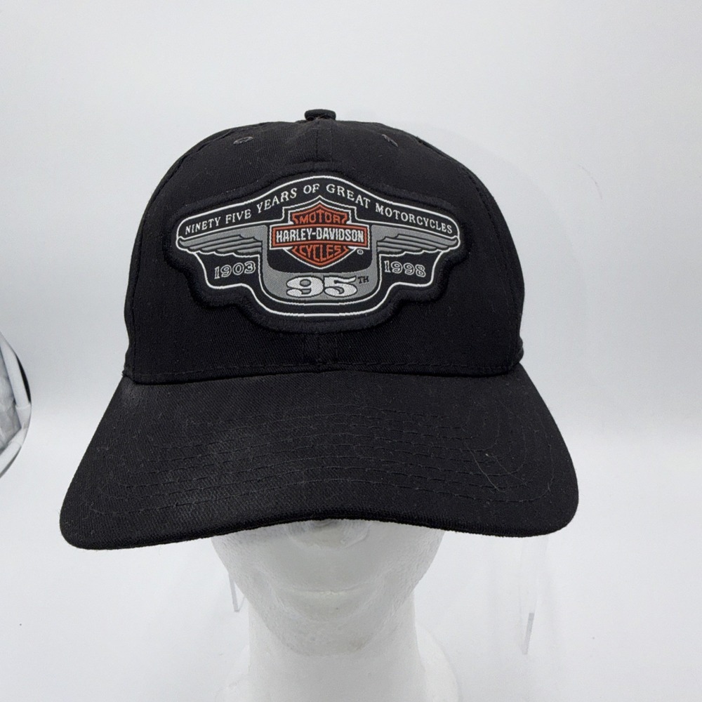 Harley Davidson Hat‎ Snap On Unisex Black 100% Cotton Truckers Snap Back Cap